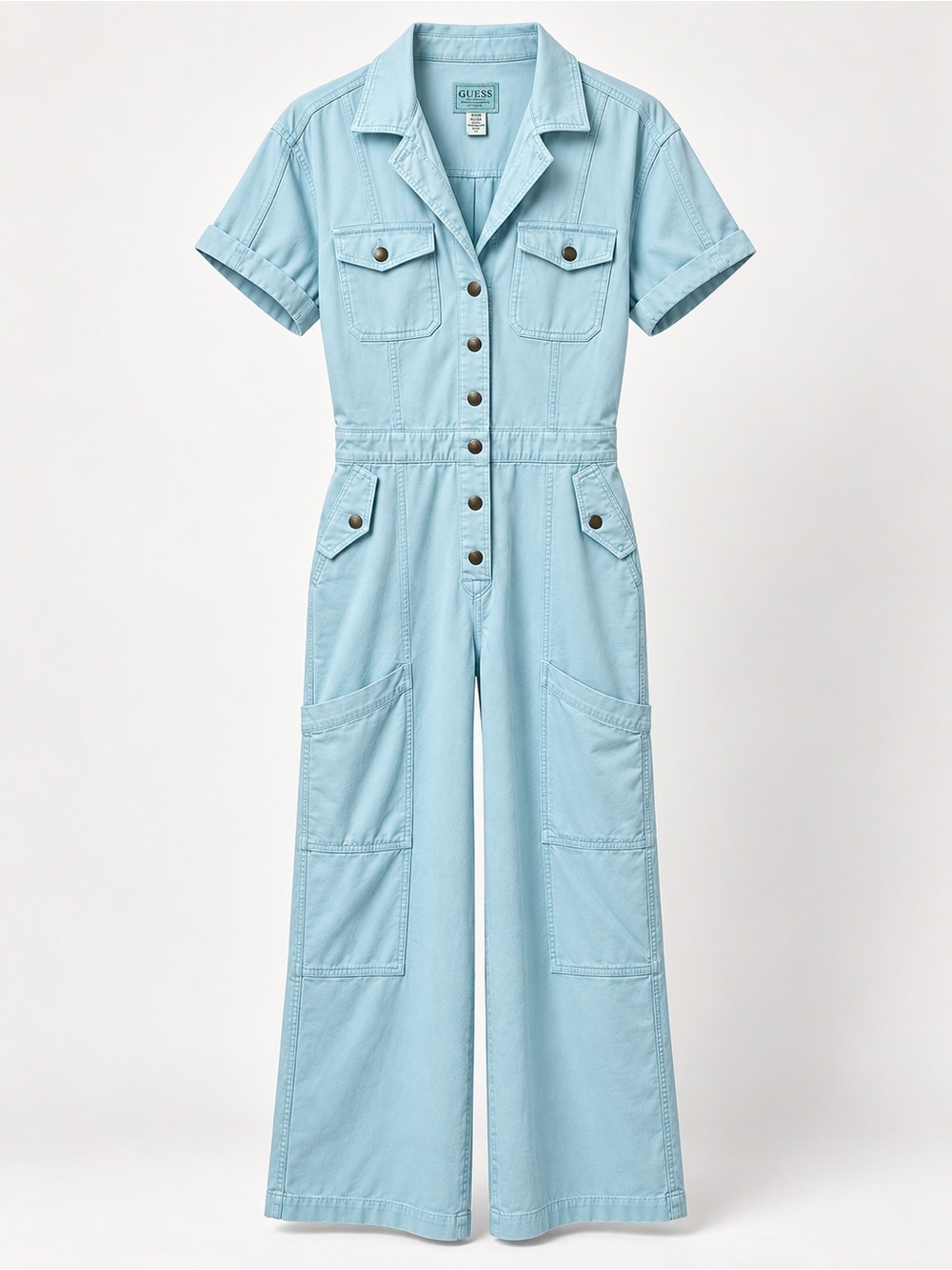 GUESS Pastel Blue Short-Sleeve Utility Jumpsuit (395)